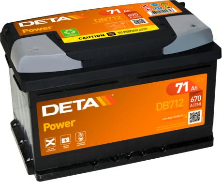 DETA DB712 - Стартерная аккумуляторная батарея, АКБ autospares.lv