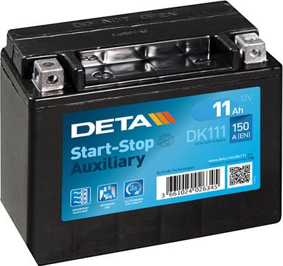 DETA DK111 - Стартерная аккумуляторная батарея, АКБ autospares.lv