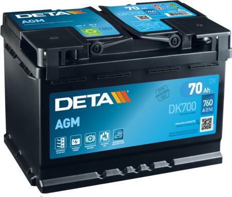 DETA DK700 - Стартерная аккумуляторная батарея, АКБ autospares.lv