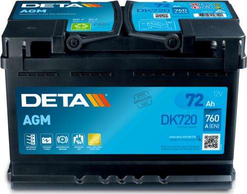 DETA DK720 - Стартерная аккумуляторная батарея, АКБ autospares.lv