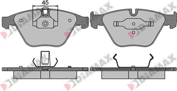 Diamax N09472 - Тормозные колодки, дисковые, комплект autospares.lv