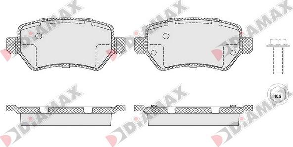 Diamax N09524 - Тормозные колодки, дисковые, комплект autospares.lv