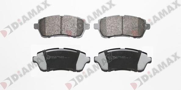 Diamax N09890 - Тормозные колодки, дисковые, комплект autospares.lv