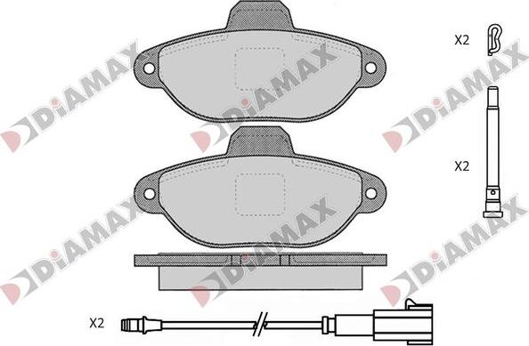 Diamax N09833 - Тормозные колодки, дисковые, комплект autospares.lv