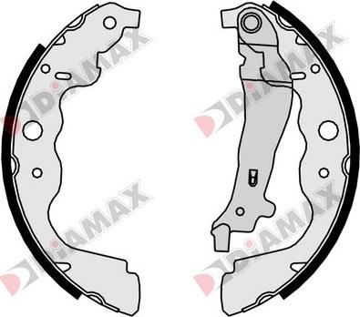 Diamax N01096 - Комплект тормозных колодок, барабанные autospares.lv