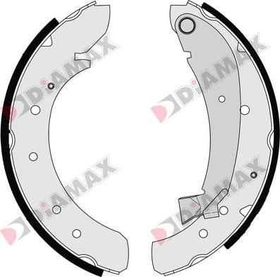 Diamax N01045 - Комплект тормозных колодок, барабанные autospares.lv