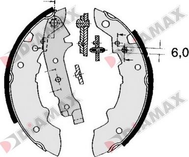 Diamax N01058 - Комплект тормозных колодок, барабанные autospares.lv