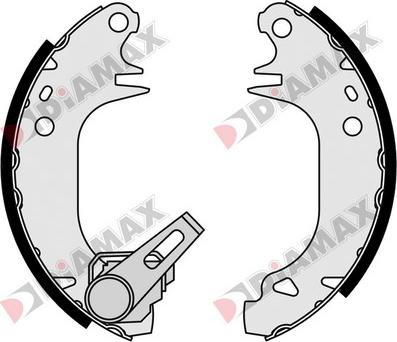 Diamax N01016 - Комплект тормозных колодок, барабанные autospares.lv