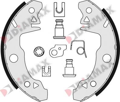 Diamax N01023 - Комплект тормозных колодок, барабанные autospares.lv