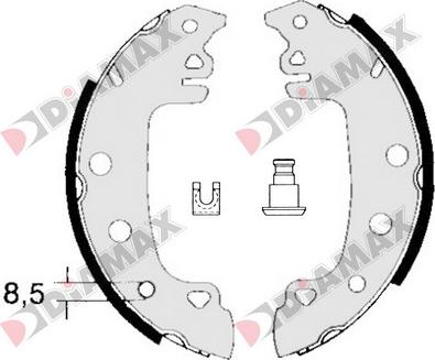 Diamax N01146 - Комплект тормозных колодок, барабанные autospares.lv