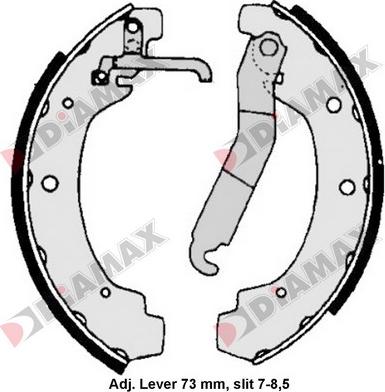 Diamax N01257 - Комплект тормозных колодок, барабанные autospares.lv