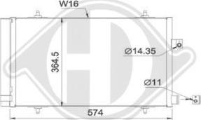 Diederichs DCC1598 - Конденсатор кондиционера autospares.lv