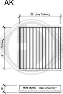 Diederichs DCI1024S - Фильтр воздуха в салоне autospares.lv