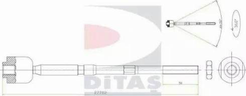 Ditas A2-5629 - Осевой шарнир, рулевая тяга autospares.lv