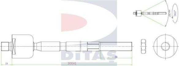 Ditas A2-5624 - Осевой шарнир, рулевая тяга autospares.lv