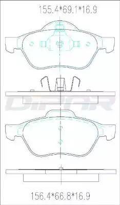 Ditas DFB3436 - Тормозные колодки, дисковые, комплект autospares.lv