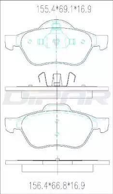 Ditas DFB3874 - Тормозные колодки, дисковые, комплект autospares.lv