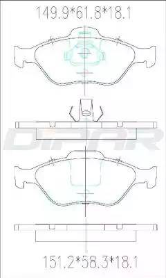 Ditas DFB2419 - Тормозные колодки, дисковые, комплект autospares.lv