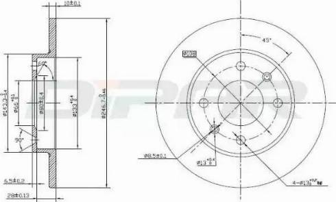 Ditas DFD1008 - Тормозной диск autospares.lv