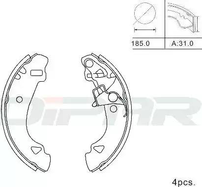 Ditas DPB1004 - Комплект тормозных колодок, барабанные autospares.lv