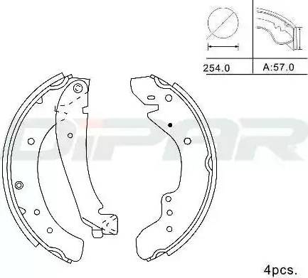 Ditas DPB1005 - Комплект тормозных колодок, барабанные autospares.lv