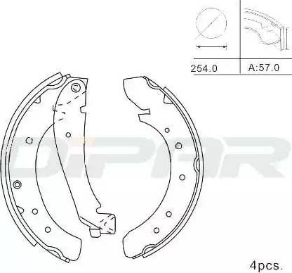 Ditas DPB1006 - Комплект тормозных колодок, барабанные autospares.lv