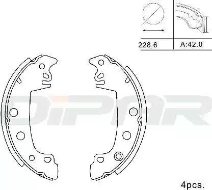 Ditas DPB1001 - Комплект тормозных колодок, барабанные autospares.lv