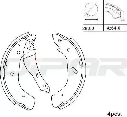 Ditas DPB1010 - Комплект тормозных колодок, барабанные autospares.lv