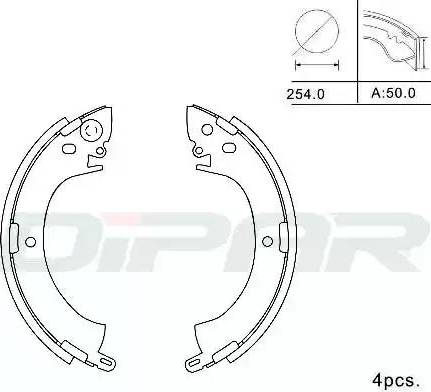 Ditas DPB1013 - Комплект тормозных колодок, барабанные autospares.lv