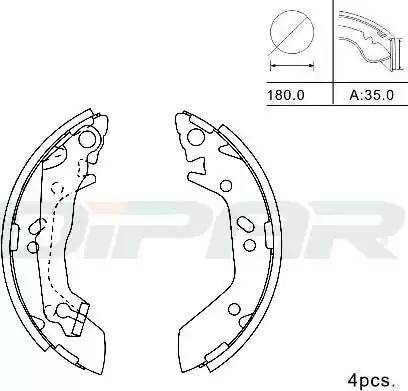 Ditas DPB1012 - Комплект тормозных колодок, барабанные autospares.lv