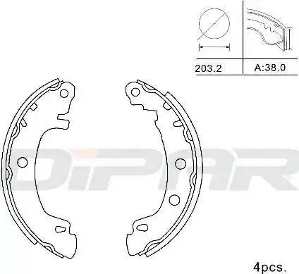 Ditas DPB1017 - Комплект тормозных колодок, барабанные autospares.lv