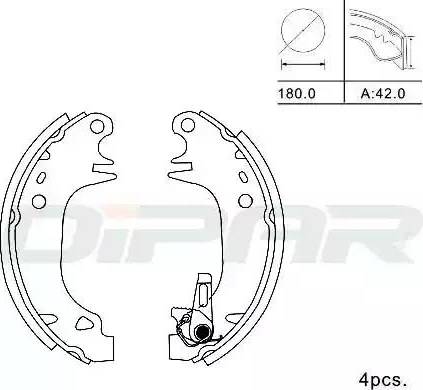 Ditas DPB1021 - Комплект тормозных колодок, барабанные autospares.lv