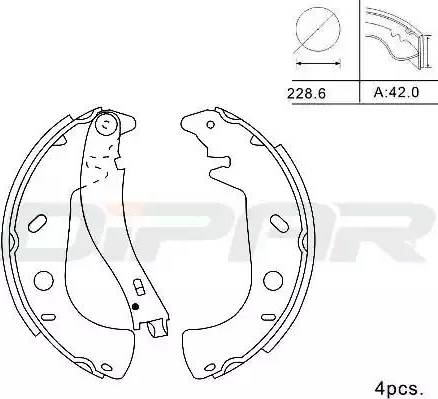 Ditas DPB1028 - Комплект тормозных колодок, барабанные autospares.lv