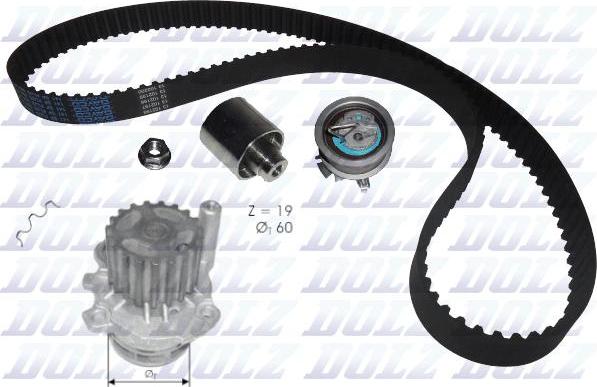 DOLZ KD054 - Водяной насос + комплект зубчатого ремня ГРМ autospares.lv