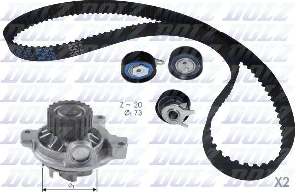 DOLZ KD052 - Водяной насос + комплект зубчатого ремня ГРМ autospares.lv