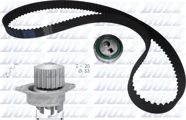 DOLZ KD028 - Водяной насос + комплект зубчатого ремня ГРМ autospares.lv