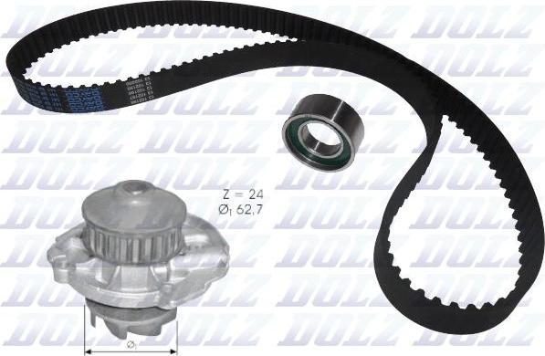 DOLZ KD022 - Водяной насос + комплект зубчатого ремня ГРМ autospares.lv