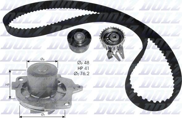 DOLZ KD114 - Водяной насос + комплект зубчатого ремня ГРМ autospares.lv
