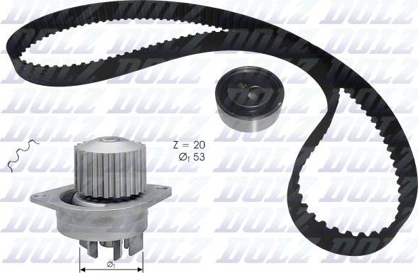 DOLZ KD120 - Водяной насос + комплект зубчатого ремня ГРМ autospares.lv