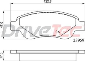 DriveTec DPAD1949 - Тормозные колодки, дисковые, комплект autospares.lv