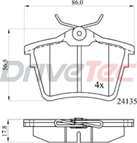 DriveTec DPAD1892 - Тормозные колодки, дисковые, комплект autospares.lv