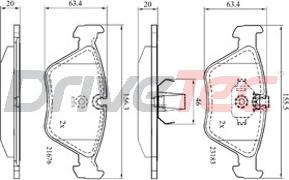 DriveTec DPAD1843 - Тормозные колодки, дисковые, комплект autospares.lv