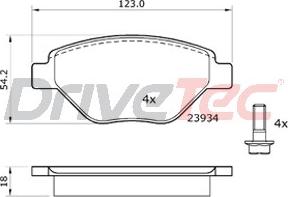 DriveTec DPAD1866 - Тормозные колодки, дисковые, комплект autospares.lv