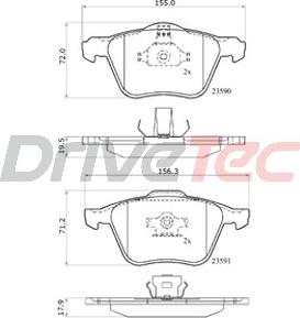 DriveTec DPAD1821 - Тормозные колодки, дисковые, комплект autospares.lv