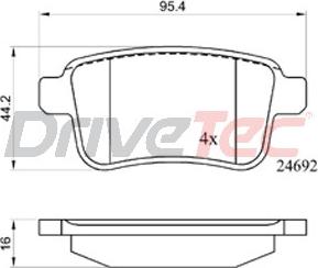 DriveTec DPAD2126 - Тормозные колодки, дисковые, комплект autospares.lv