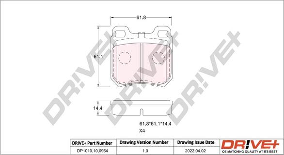 Dr!ve+ DP1010.10.0954 - Тормозные колодки, дисковые, комплект autospares.lv