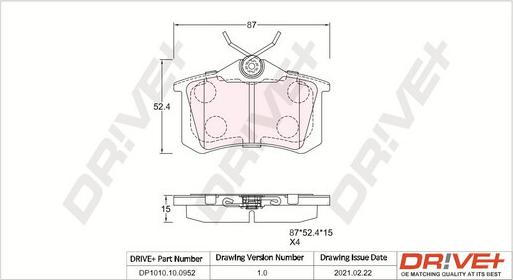 Dr!ve+ DP1010.10.0952 - Тормозные колодки, дисковые, комплект autospares.lv