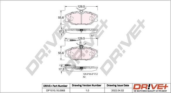 Dr!ve+ DP1010.10.0968 - Тормозные колодки, дисковые, комплект autospares.lv