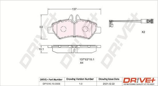 Dr!ve+ DP1010.10.0906 - Тормозные колодки, дисковые, комплект autospares.lv