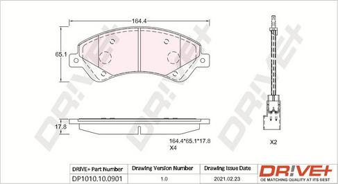 Dr!ve+ DP1010.10.0901 - Тормозные колодки, дисковые, комплект autospares.lv